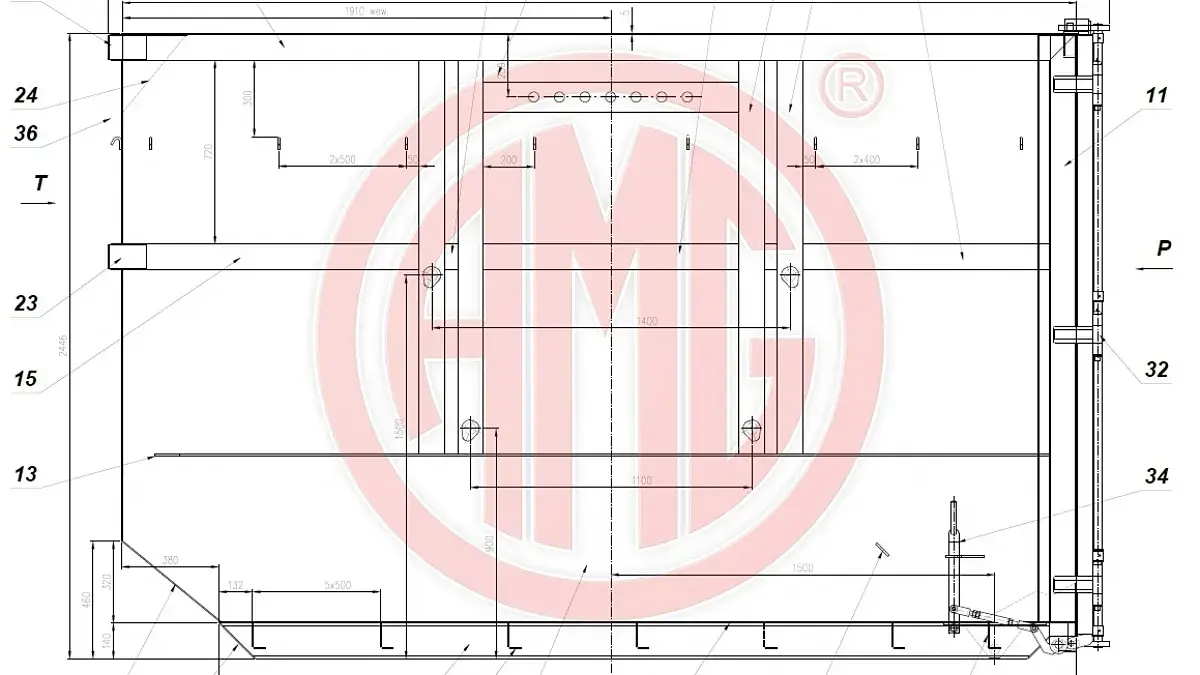 Grafik Nummer 4, Produktname: 15 cbm asymmetrisch mit Doppelflügeltür