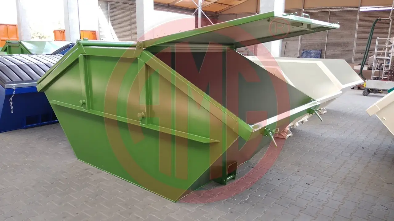 7 cbm symm.mit Stahldeckel einfach Kipplager