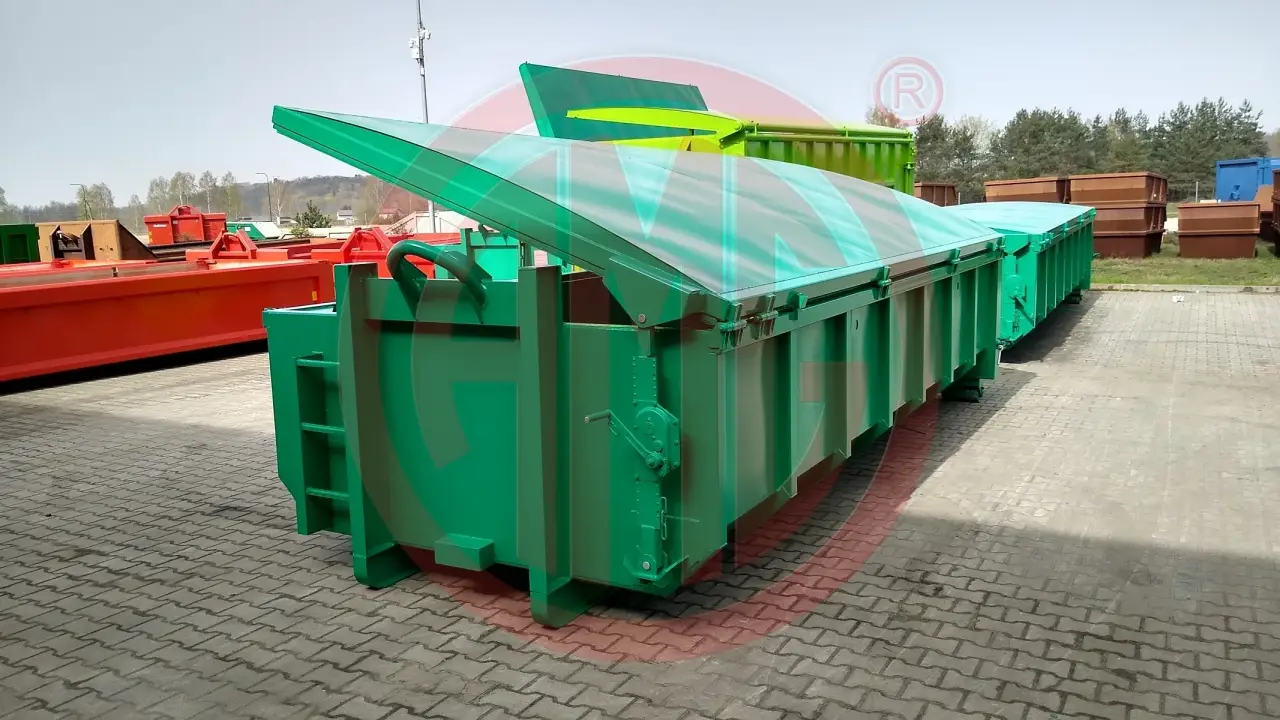 Grafik Nummer 5, Produktname: 13  m3 Abrollcontainer mit Windendeckel und Pendelklappe